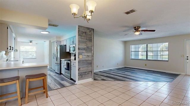 125 W Seymeria Dr, Beverly Hills, FL 34465 - kitchen with appliances with stainless steel finishes, a ceiling fan, and plenty of natural light