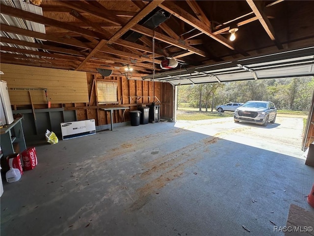 garage with a garage door opener