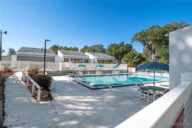 view of pool featuring a patio area