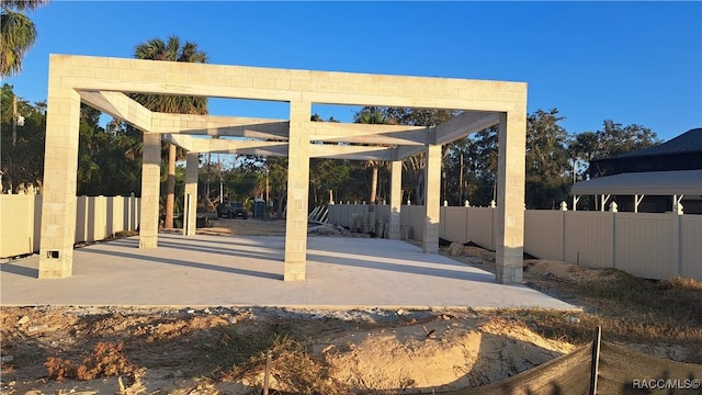 view of patio with fence and a pergola