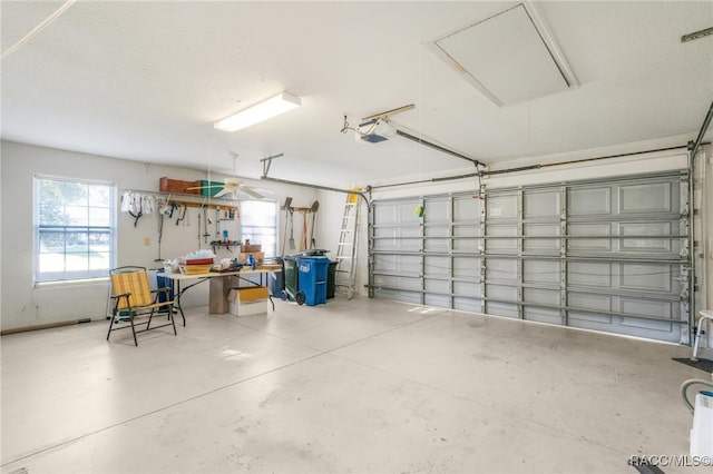 garage with a garage door opener