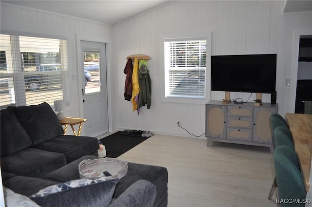 living room with hardwood / wood-style floors