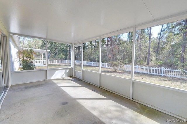 view of unfurnished sunroom