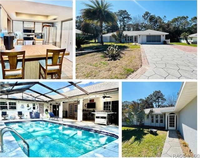 pool with a patio and french doors