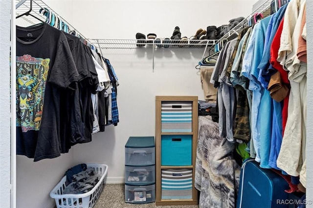 spacious closet with carpet floors