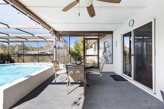 exterior space with ceiling fan and a wealth of natural light