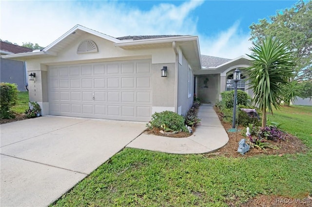 2101 N Brentwood Cir, Lecanto, FL 34461 - ranch-style home featuring stucco siding, concrete driveway, an attached garage, and a shingled roof