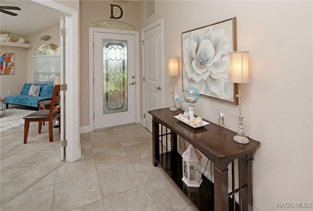 2101 N Brentwood Cir, Lecanto, FL 34461 - foyer featuring a ceiling fan and light tile patterned flooring