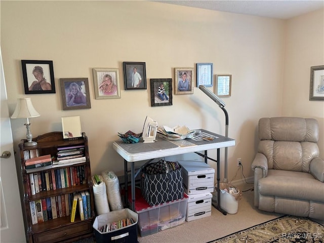 office area with carpet flooring