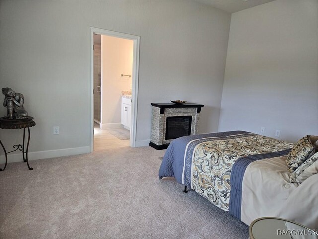 1280 Heron Point Dr, Inverness, FL 34453 - bedroom with a fireplace, carpet floors, and baseboards