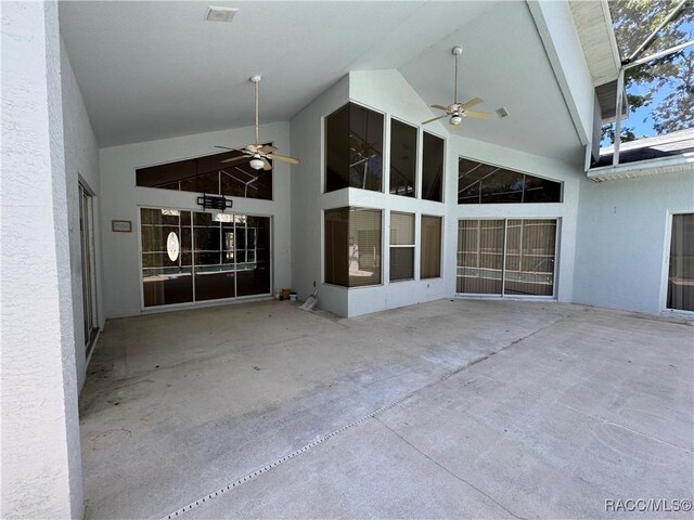 view of patio with a ceiling fan