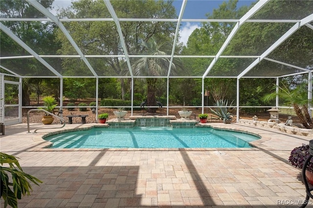 4198 N Longvalley Rd, Hernando, FL 34442 - outdoor pool featuring glass enclosure and a patio area