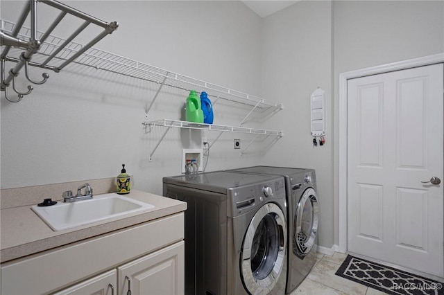 4198 N Longvalley Rd, Hernando, FL 34442 - laundry area with washing machine and dryer, cabinet space, and a sink