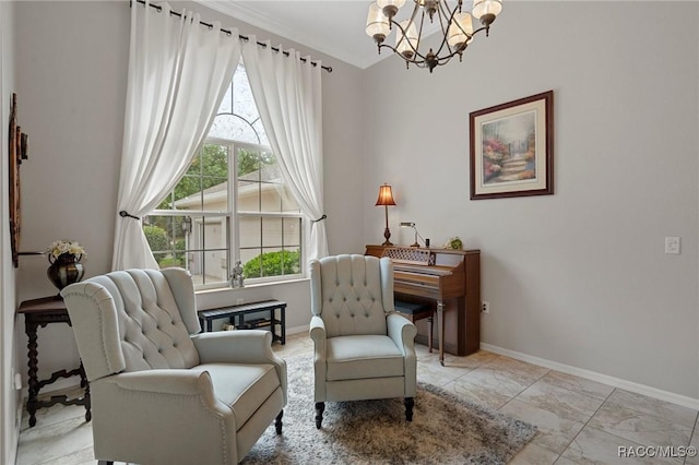 4198 N Longvalley Rd, Hernando, FL 34442 - sitting room featuring baseboards, a notable chandelier, and plenty of natural light