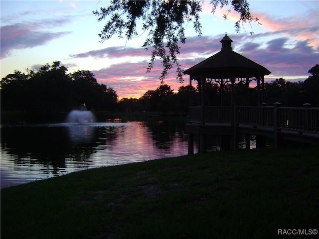 water view with a gazebo