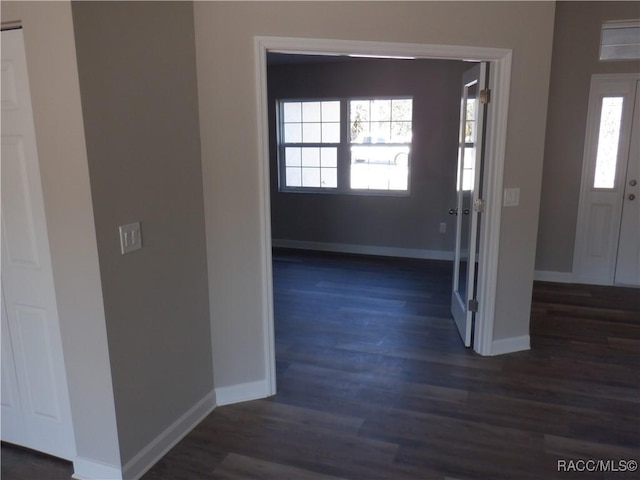 foyer entrance with dark wood-type flooring