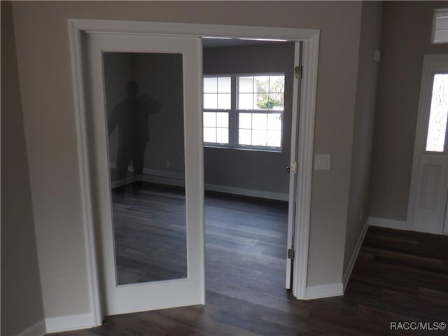 foyer with dark hardwood / wood-style flooring