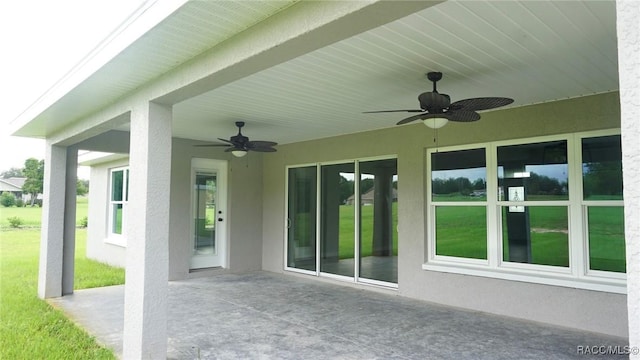 view of patio with ceiling fan