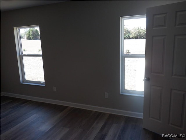 empty room featuring dark hardwood / wood-style floors and a wealth of natural light