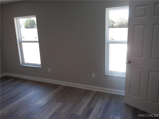 empty room featuring dark hardwood / wood-style flooring