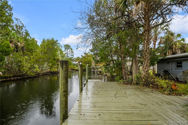 view of dock featuring a water view