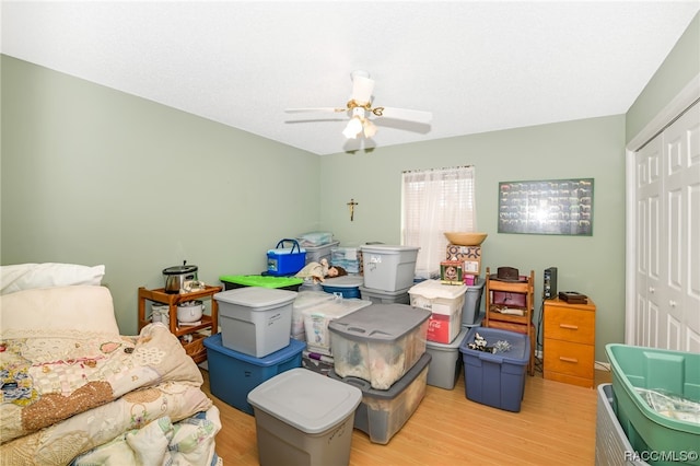 storage area with ceiling fan