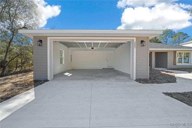 view of garage