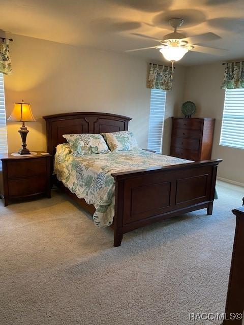 715 E Hartford St Unit 4A, Hernando, FL 34442 - bedroom with light carpet and ceiling fan