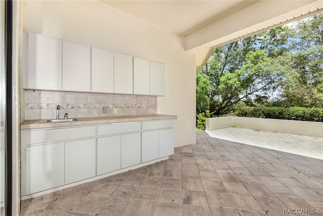 view of patio featuring sink