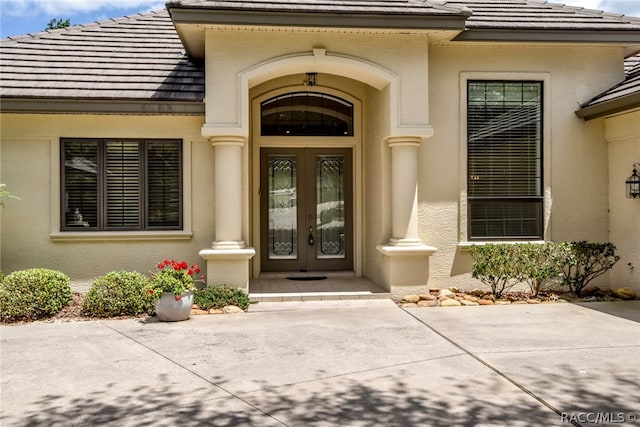 view of exterior entry with french doors