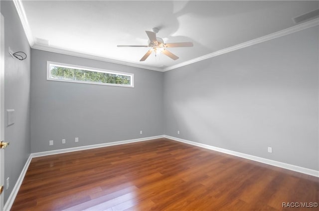 9093 E Pinehurst Ct, Inverness, FL 34450 - empty room with ceiling fan, crown molding, and dark wood finished floors