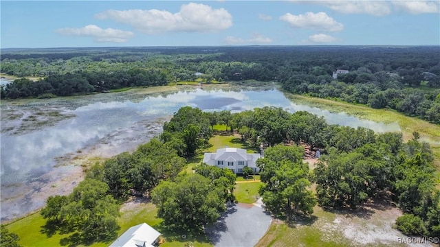 9093 E Pinehurst Ct, Inverness, FL 34450 - aerial view of property and surrounding area featuring a heavily wooded area and a nearby body of water
