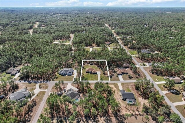 5886 W Pawnee Dr, Beverly Hills, FL 34465 - aerial view of property's location with a forest and property boundaries highlighted