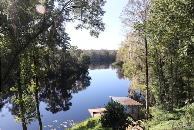 water view with a boat dock