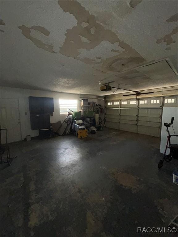 garage with a garage door opener