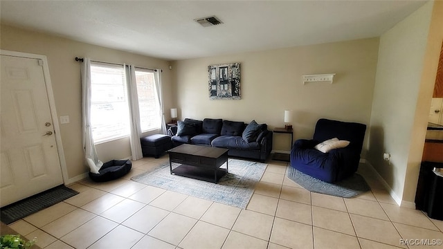 view of tiled living room