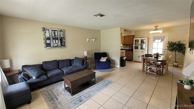 view of tiled living room