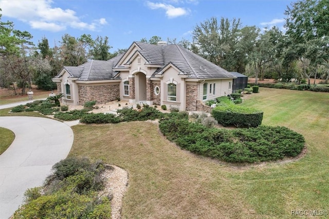 view of front of home with a front yard