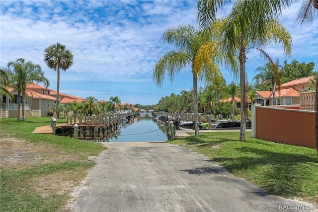 water view with a dock