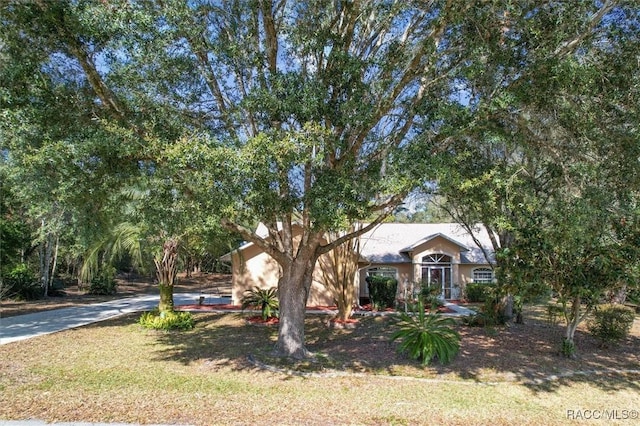 view of front facade featuring a front lawn