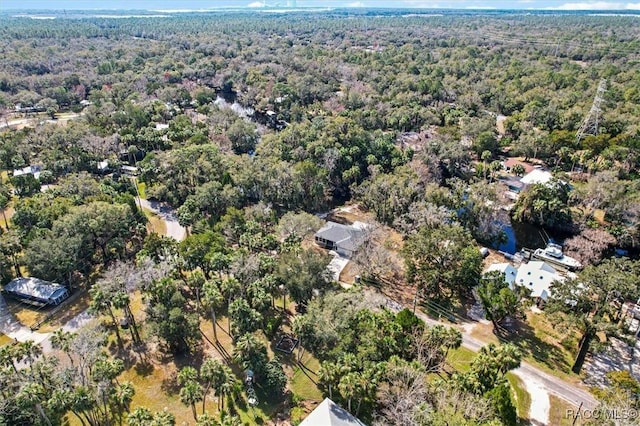 birds eye view of property with a forest view