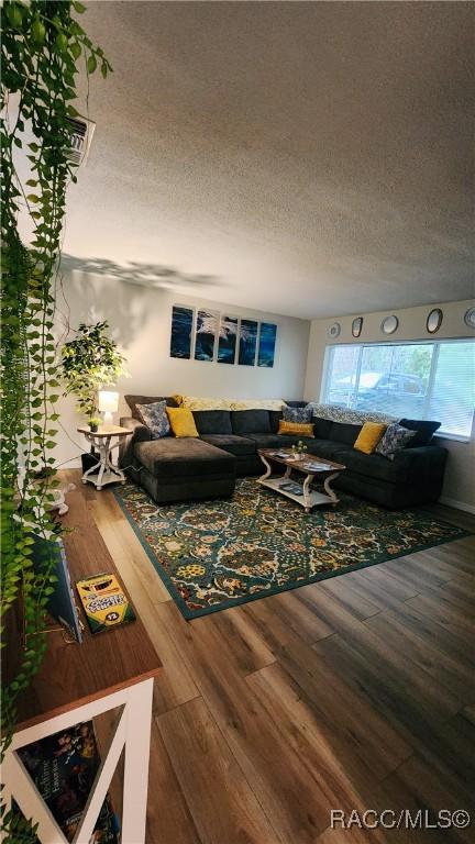 795 N Appalachian Ter, Crystal River, FL 34429 - living room with wood finished floors, a textured ceiling, and healthy amount of natural light