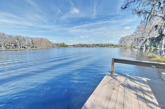 view of dock featuring a water view