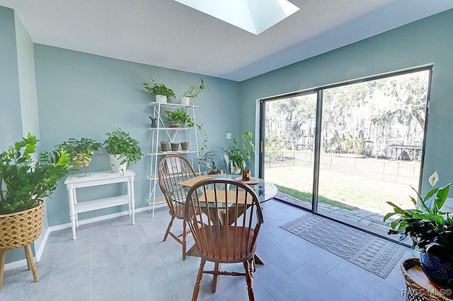 sunroom with a skylight