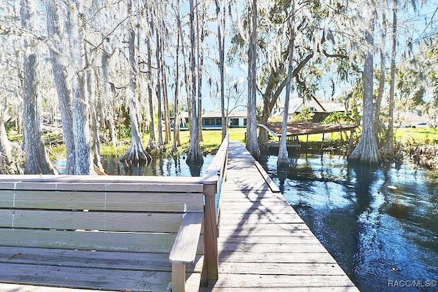 dock area featuring a water view