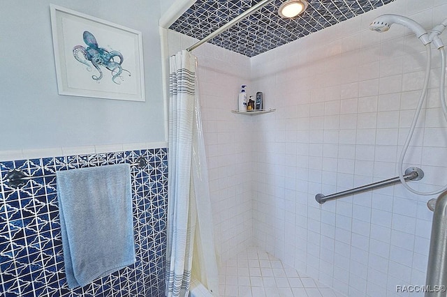 bathroom with a shower with curtain