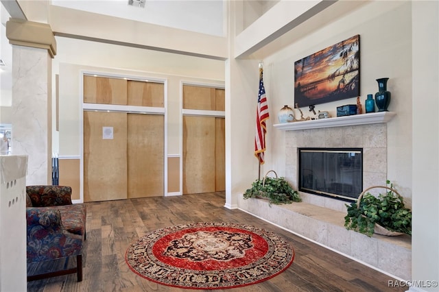 4614 N Webster Island Ter, Hernando, FL 34442 - entrance foyer featuring wood finished floors and a tiled fireplace