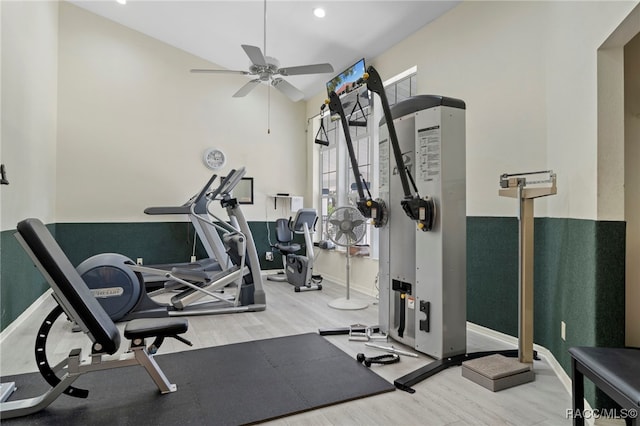 4614 N Webster Island Ter, Hernando, FL 34442 - workout room with wood finished floors and a ceiling fan