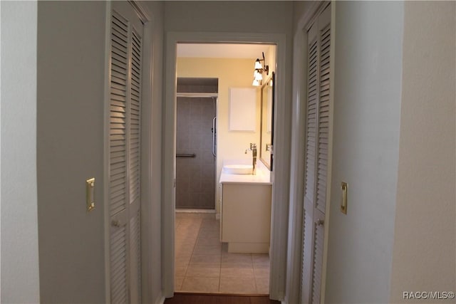 4614 N Webster Island Ter, Hernando, FL 34442 - hall with tile patterned floors and a sink