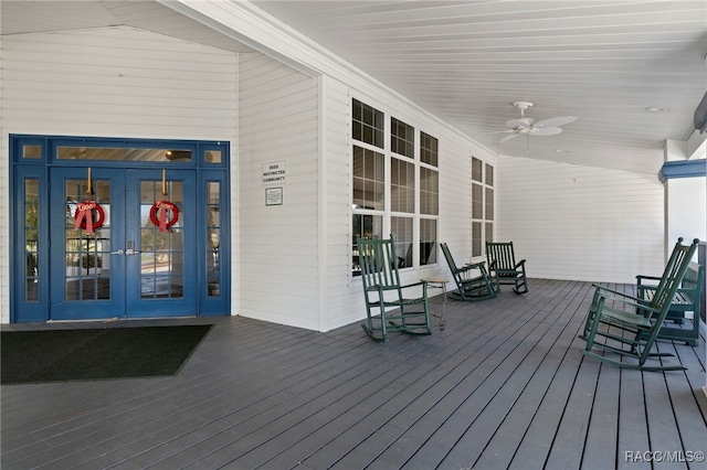 4614 N Webster Island Ter, Hernando, FL 34442 - porch with french doors and a ceiling fan